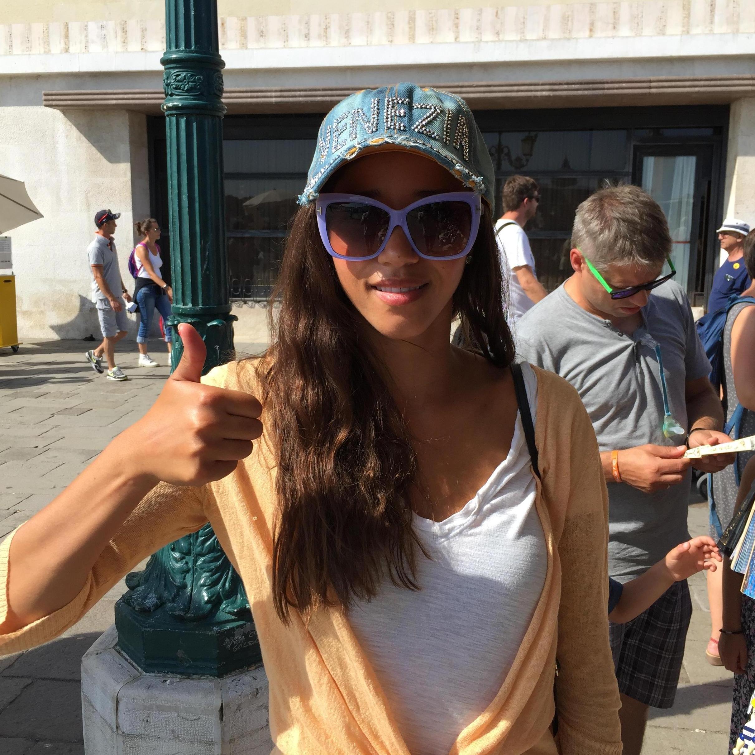 Alex embracing her inner tourist in Venice