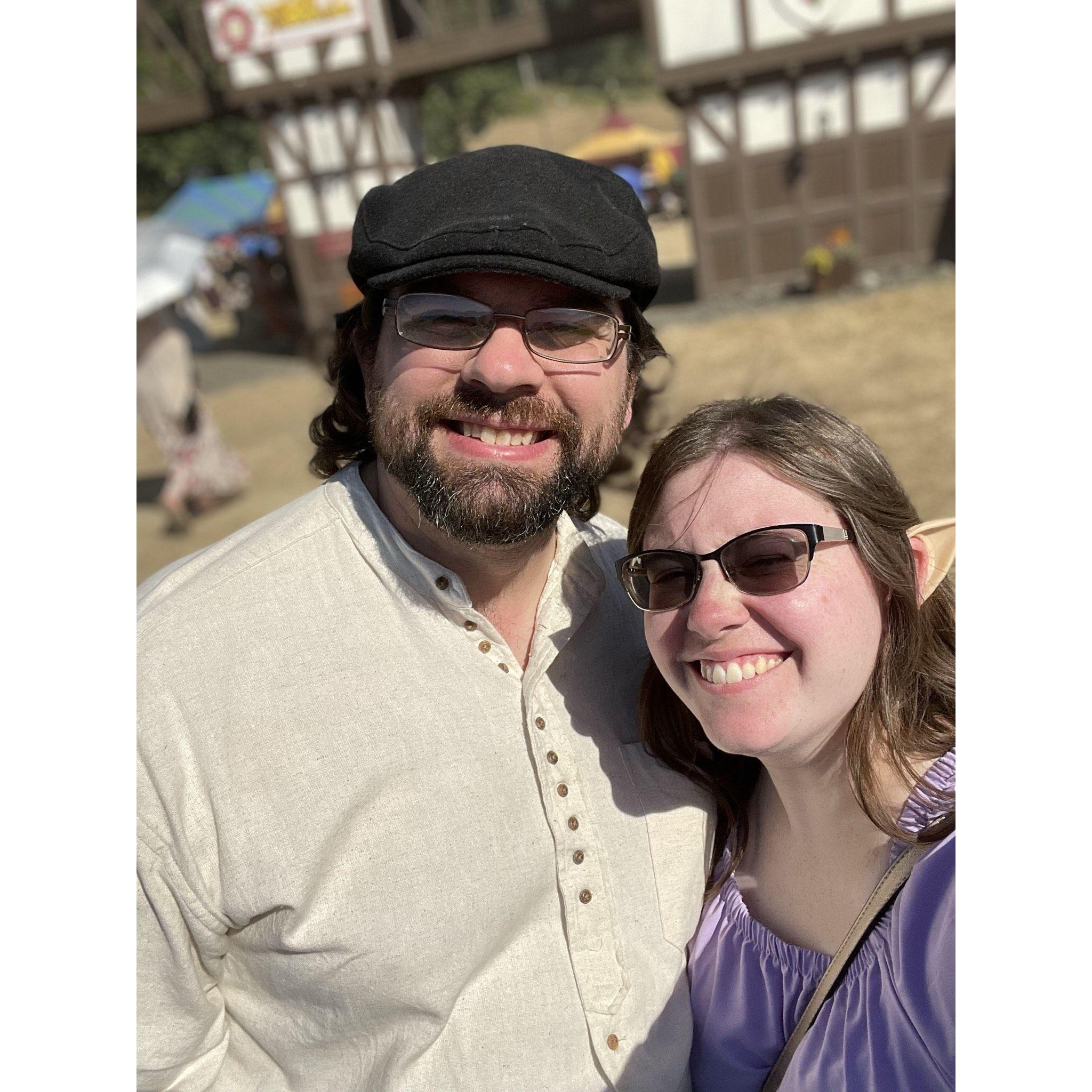 An elf and a Scotsman at the Washington Midsummer Renaissance Faire, August 2023. It was stupid hot!