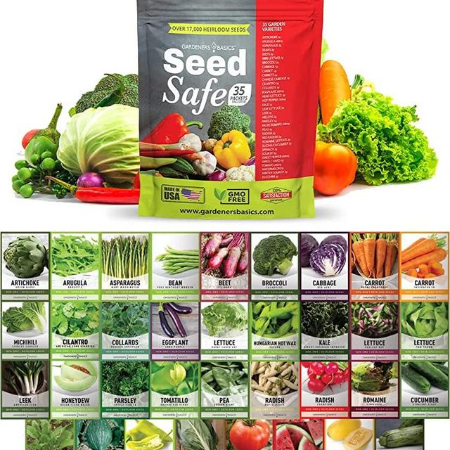 Survival Garden Heirloom Seeds, Victory Garden Seeds - 35 Varieties, 17,000+ Vegetable and Fruit Seeds for Planting Great Emergency Preparedness Items and Bugout Bag Supplies Gear by Gardeners Basics