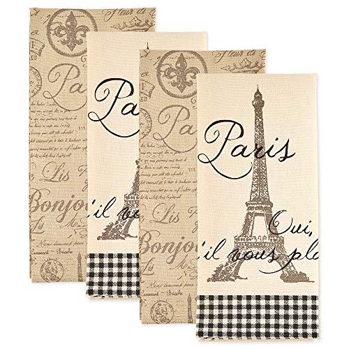 DII Cotton Dish, Decorative Oversized Towels, Perfect for Every Day Home Kitchen, Holidays and Housewarming Gifts Paris, 18x28, Dishtowel S/4