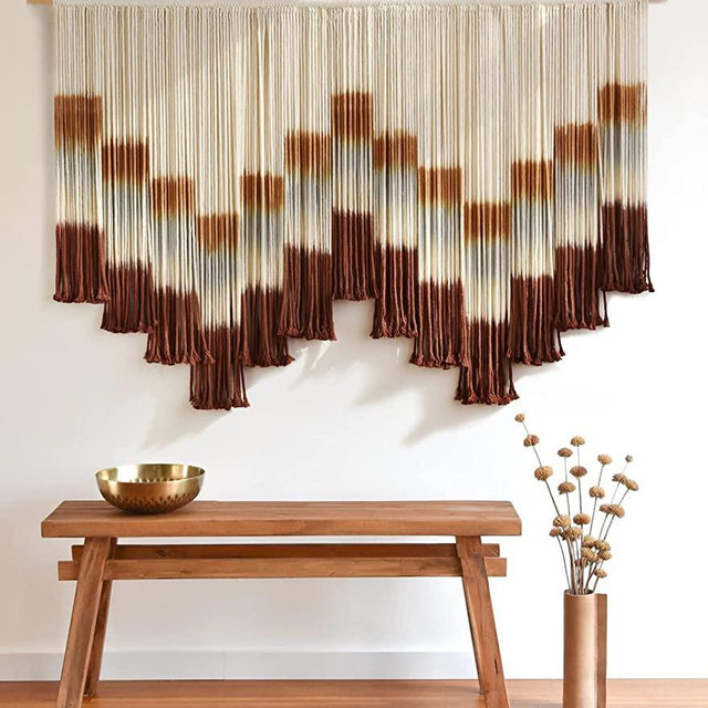 Macrame Wall Hanging Tie-Dye Geometric Decor Large Scale Wall Art Statement Bohemian Yarn Tapestry Home Wall Decor 59"W
