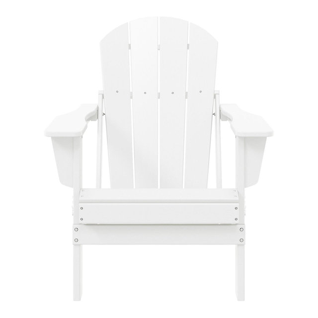 WestinTrends Malibu HDPE Outdoor Patio Folding Poly Adirondack Chair, White