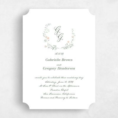White Ticket Wedding Invitation - Margot Portrait