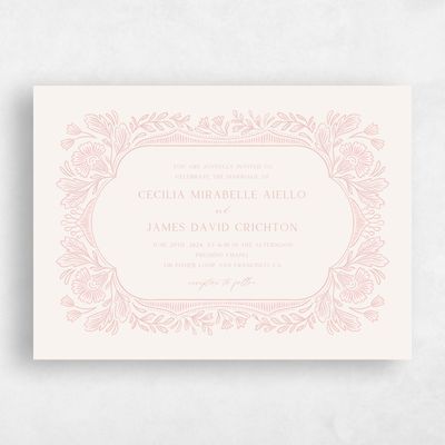 Dusty Peach, Pink Wedding Invitation - Caleania Landscape