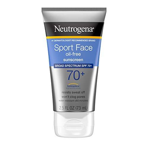 Neutrogena Sport Face Oil-Free Lotion Sunscreen with Broad Spectrum SPF 70+, Sweatproof & Waterproof Active Sunscreen, 2.5 fl. oz