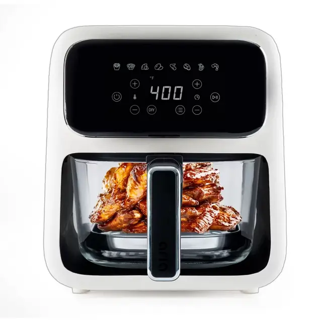 Aria 5Qt Glass Air Fryer: Toxin-Free Borosilicate Basket, Touch Screen, 8 Presets, Dishwasher Safe, Unique See-Through Design