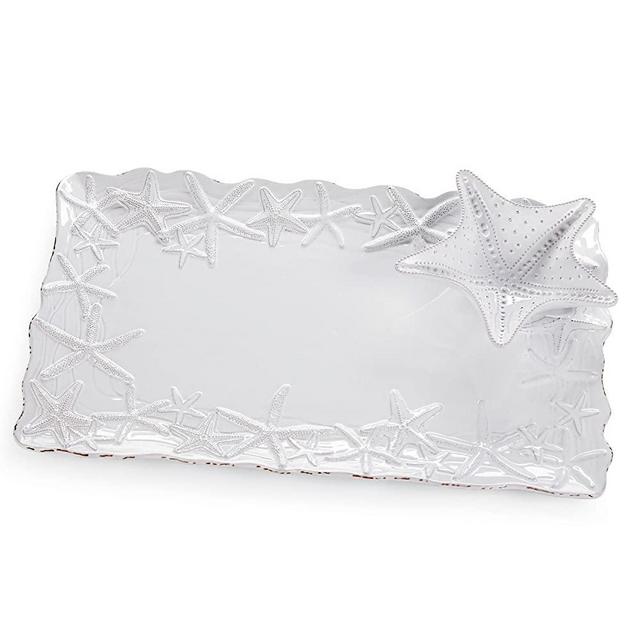 Mud Pie 10218 Chip and Dip Starfish Platter, White