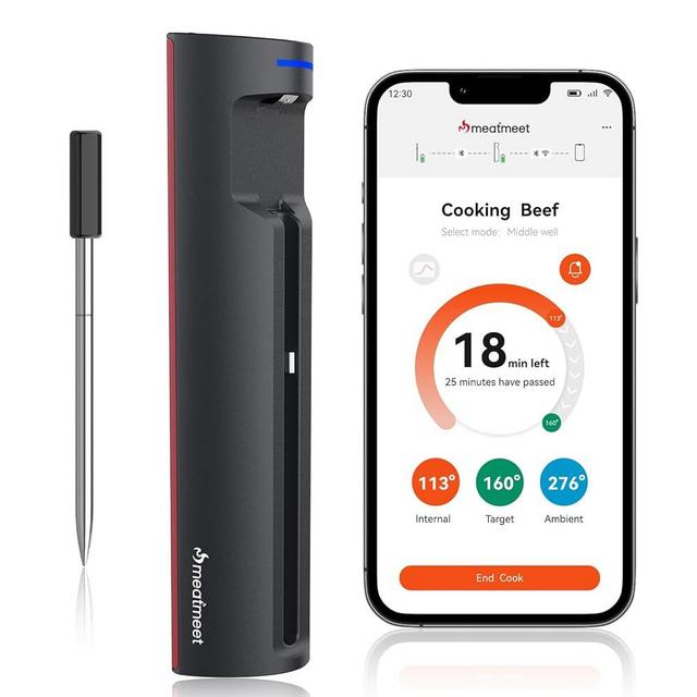 Meatmeet Pro Smart WiFi Wireless Meat Thermometer, Unlimited Range, Improved Stability, Ultra-Thin Probe, Bluetooth Digital Food Thermometer for Remote Monitoring of Oven/Kitchen/BBQ/Smoker/Rotisserie