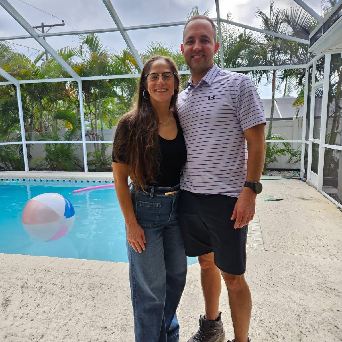 Enjoying the Florida weather at a birthday party.