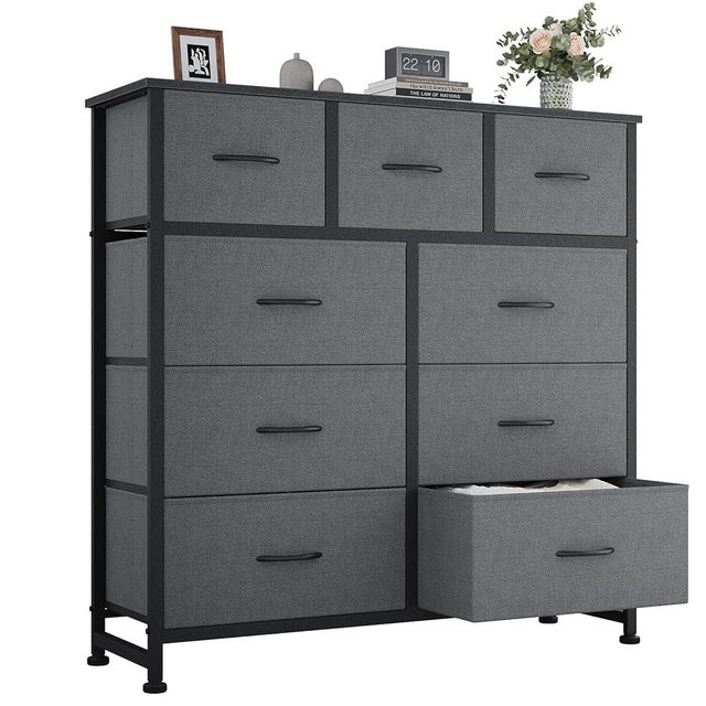 OLIXIS 9 Drawers Storage Organizers Units, Closet Organizers and Storage for Clothes, Fabric Storage Drawer for Living Room, Chest of Dresser in 39.4" D x 11.8" W x 39.9" H, Grey