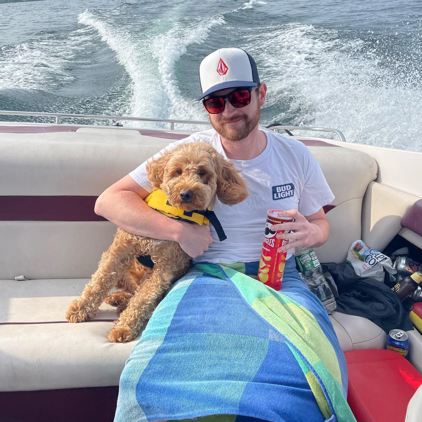 Corey and Appa out on Lake Winnipesaukee