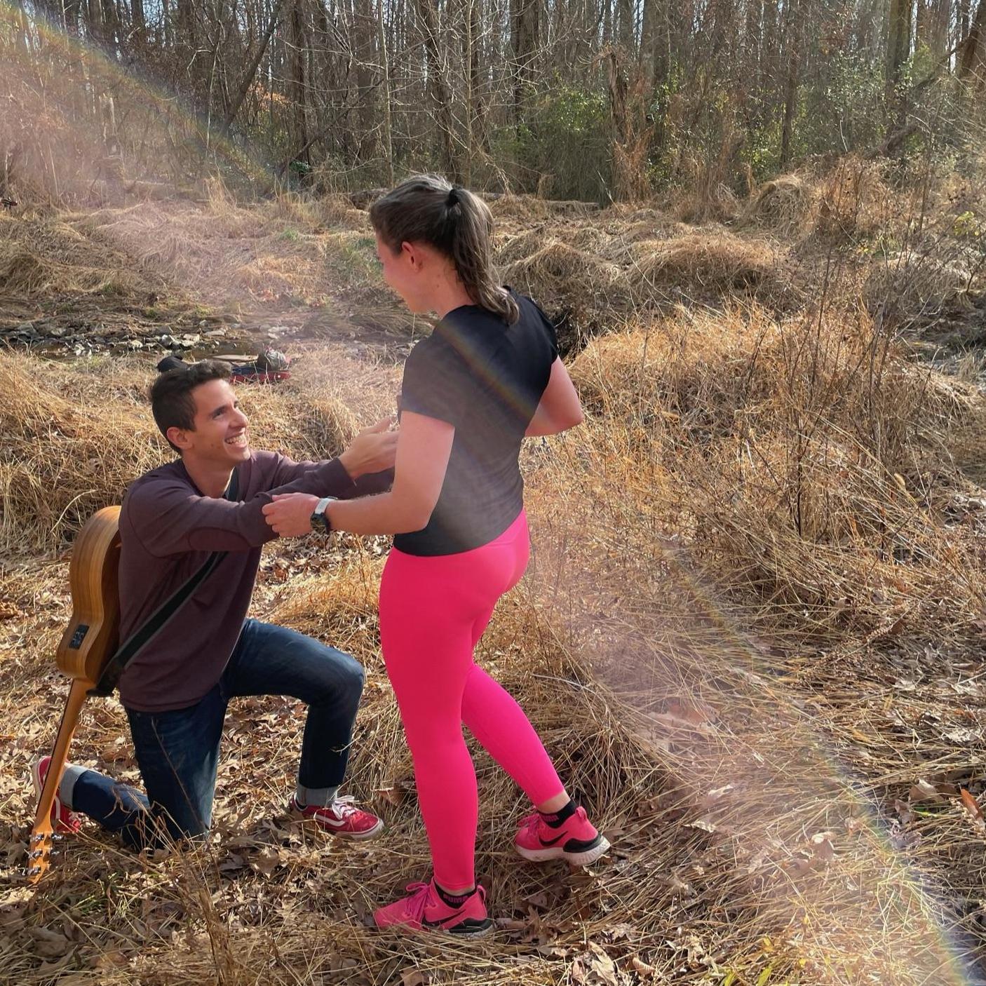 Matt proposed by singing a Taylor Swift song parody after Ciara had just finished a 5 mile run.