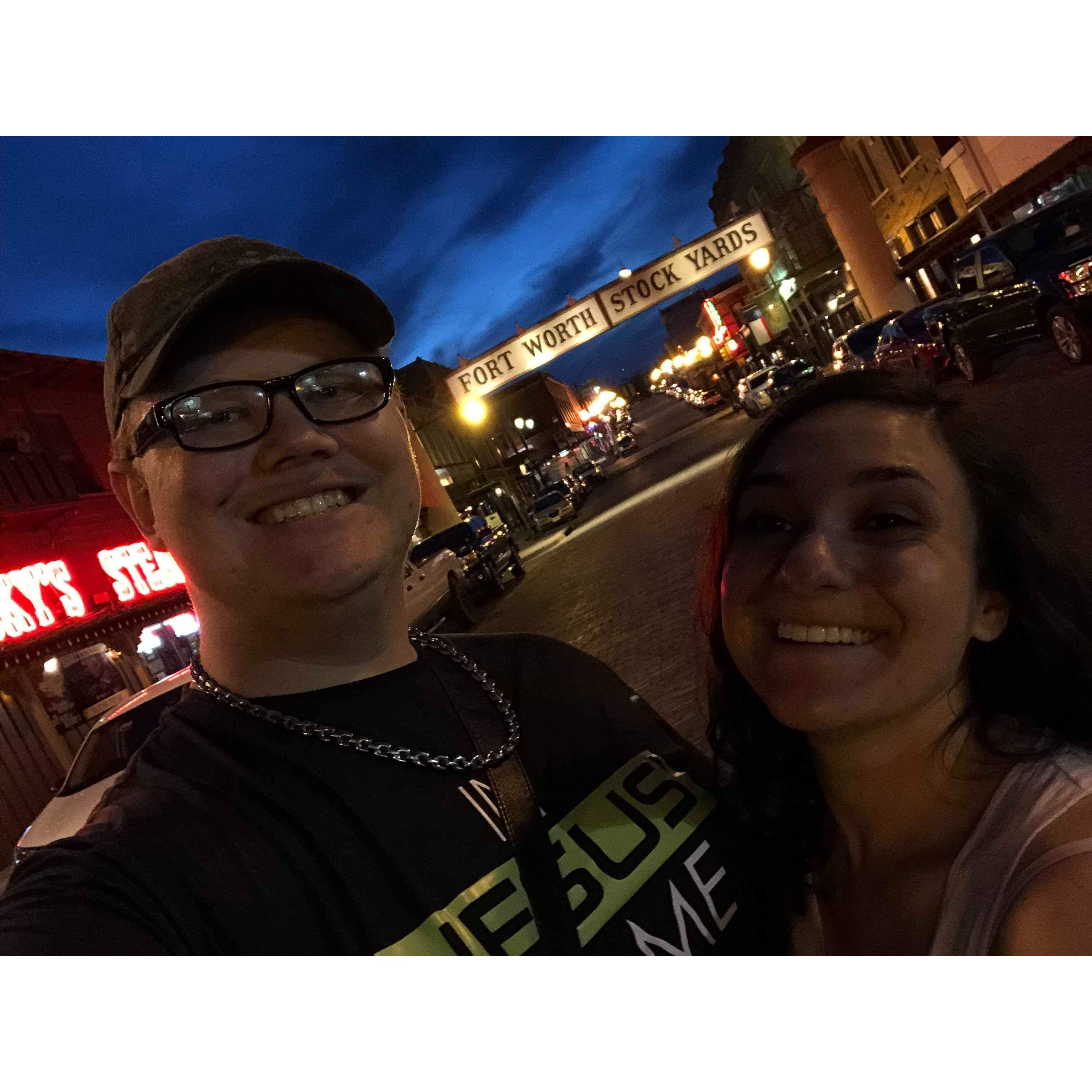 Forth Worth Stockyards, featuring Isaiah's "dirt 'stache."