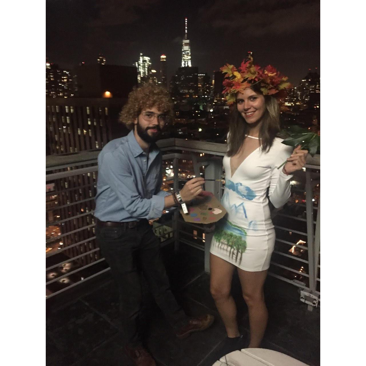 Bob Ross and his canvas