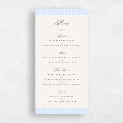Blue Wedding Menu - Dinard