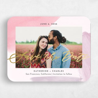 Pink Rounded Wedding Save the Date - Riverside Frame