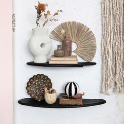 Honey Can Do Set of Two Floating Decorative Metal and Wood Wall Shelves