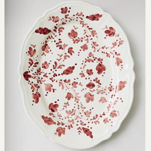 Flora Small Oval Platter, Burgundy