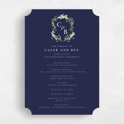 Blue Ticket Wedding Program - Dover
