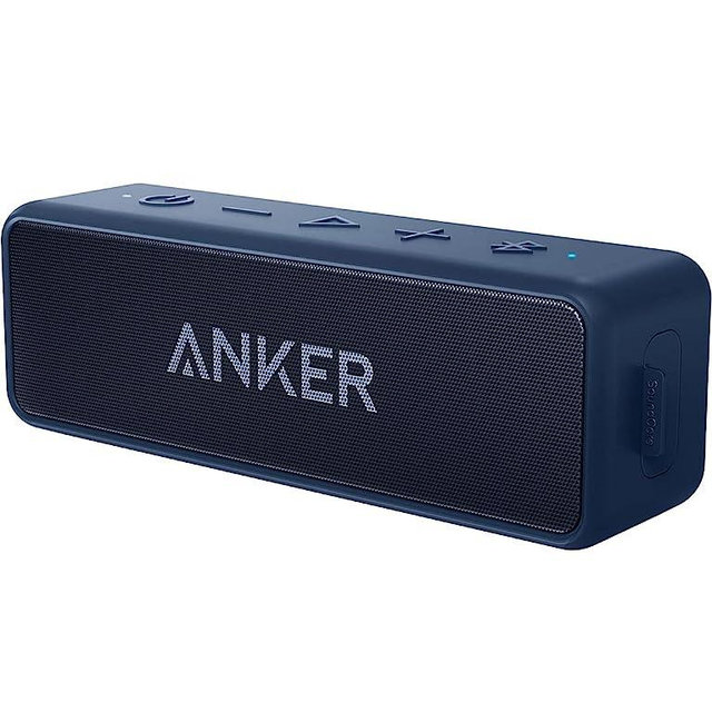 Anker Soundcore 2 12W Portable Wireless Bluetooth Speaker, Better Bass, IPX7 Water Resistant and Built-in Mic, 24-Hour Playtime, 66 ft Bluetooth Range, Dual-Driver Speaker (New) - Blue