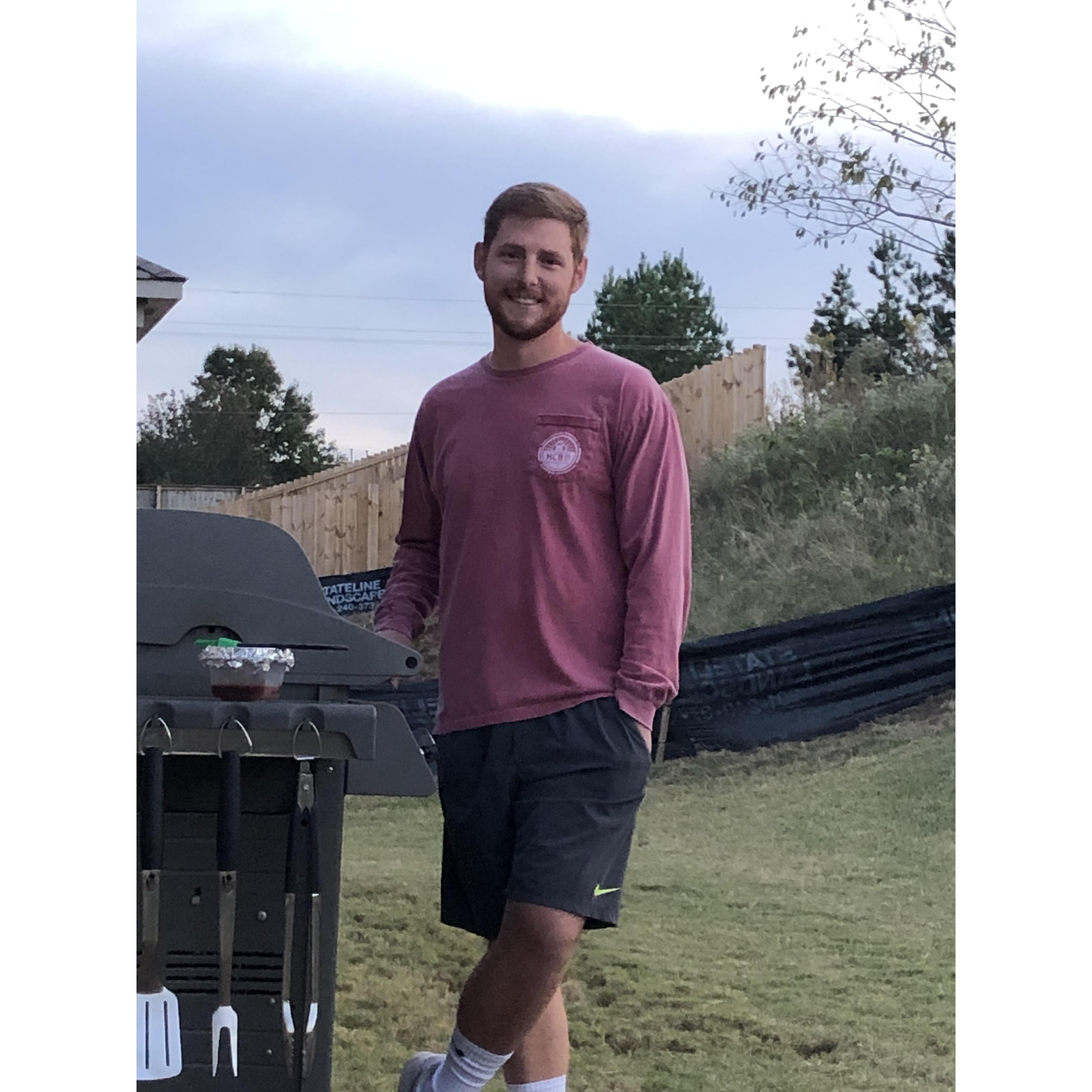 Grill master Cam making us some dinner