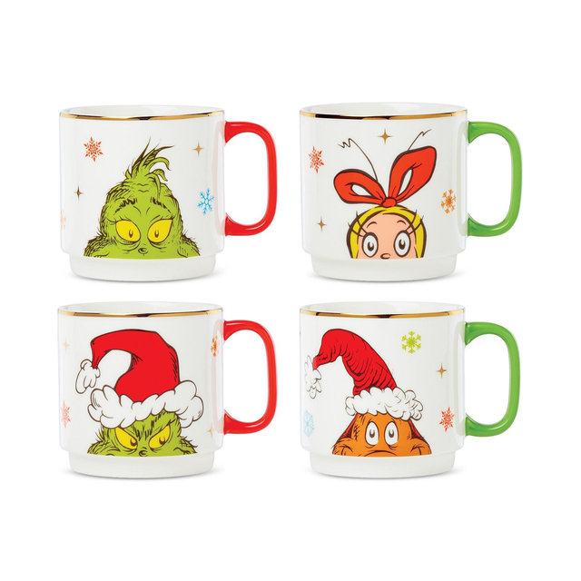 Lenox Merry Grinchmas Stackable Mugs, Set of 4
