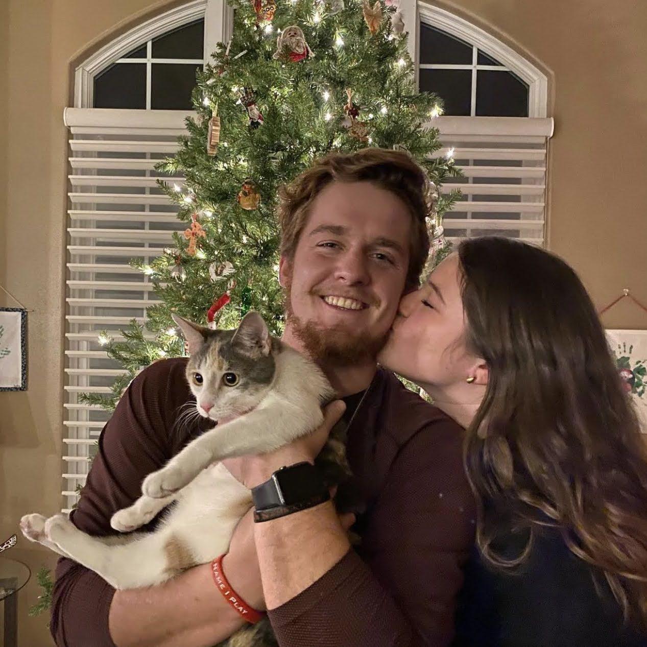 Connor, Emily, and Trixie, Christmas 2021