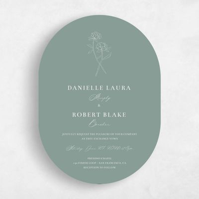 Green Oval Wedding Invitation - Ingrid Classic