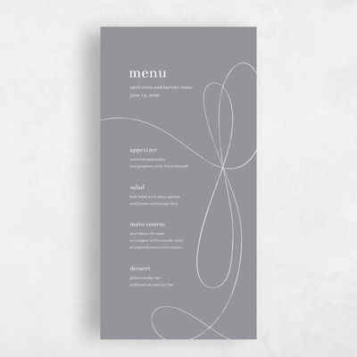 Gray, Grey Wedding Menu - Powell