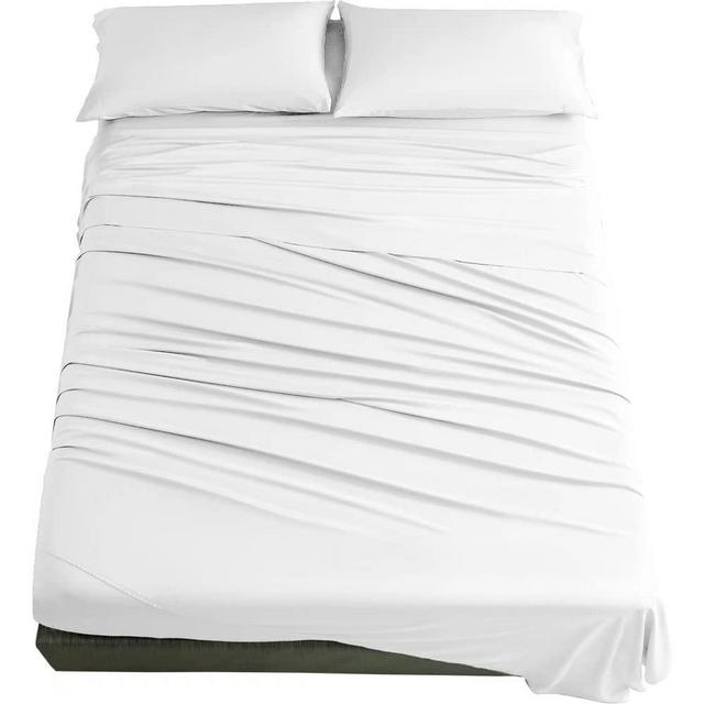SONORO KATE 100% Bamboo King Size Bed Sheets Set - 1900 Thread Count Super Soft Wrinkle Free Silk Feel, All Seasons,Sheet & Pillowcase Sets Fit 16-20 Inch Deep Pocket(White, King)