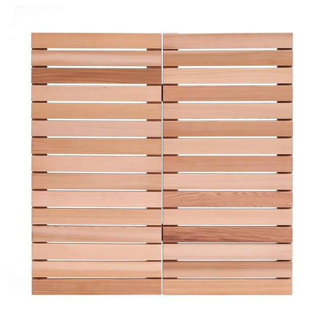 bingaai Cedar Wood Shower Mat, Cedar Wooden Bath Mats, 30" Square Mat, Foldable Wood Bath Mat Non-Slip for Bathroom Bathtub Spa Sauna Garden Home, Wooden Floor Mat Large for Indoor and Outdoor