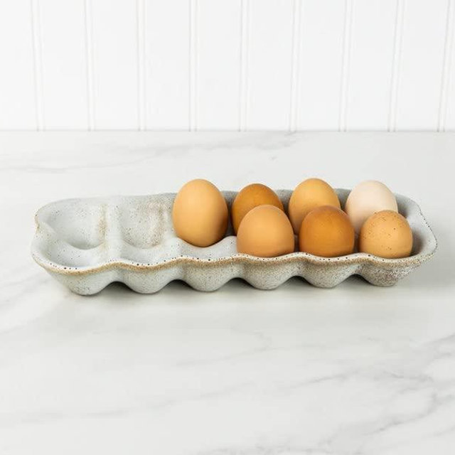 Handmade Stoneware Egg Crate - Ceramic Egg Holder & Display Tray