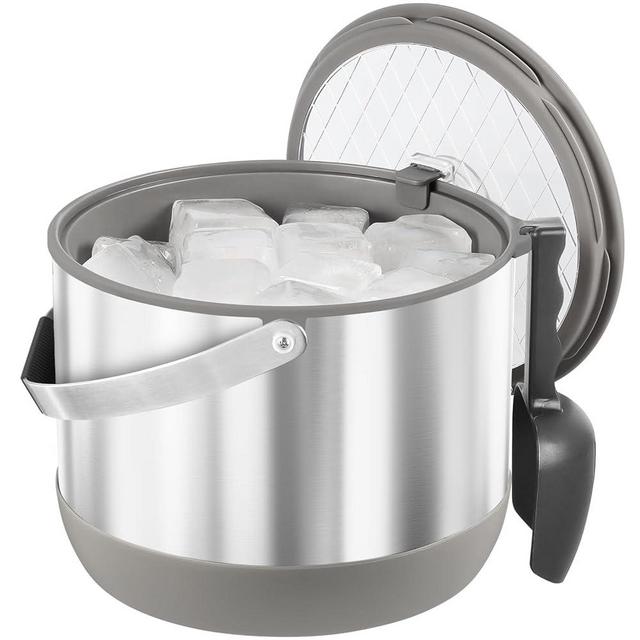 FiveHome 5Quart/4.8L Insulated Ice Bucket with Scoop & Lid, Double-Wall Ice Bucket,Large Party Bucket BPA Free for Cocktail Bar, Champagnes (Gray)