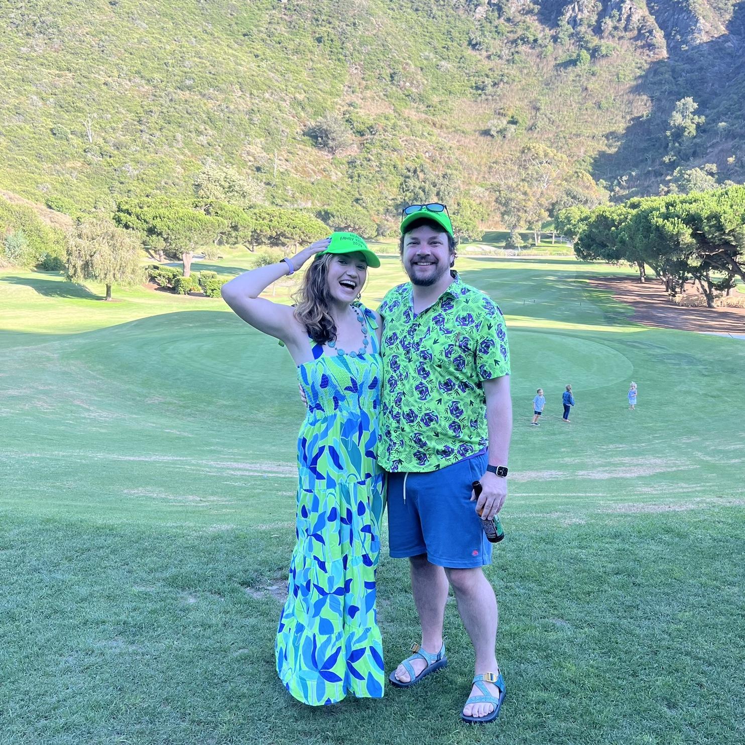 All decked out in neon green, our color for the 2024 Healy family reunion!