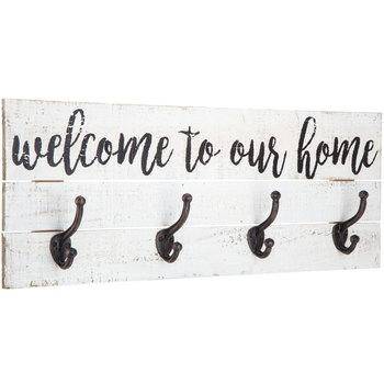 Welcome To Our Home Wood Wall Decor with Hooks
