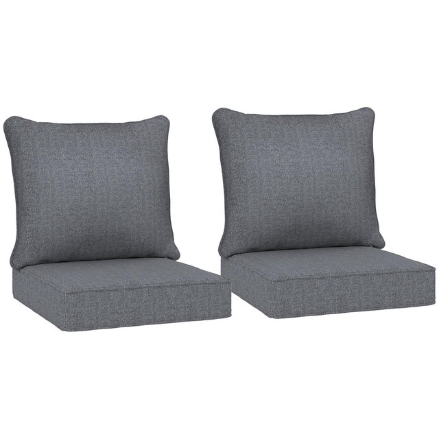 Outsunny 4 Patio Chair Cushions with Seat Cushion & Backrest, Fade Resistant Seat Replacement Cushion Set, Gray