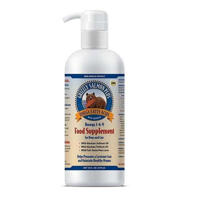 Grizzly Salmon Plus Omega Fatty Acids Food Supplement for Dogs & Cats (Various Sizes) - Wild-Sourced Salmon Oil, Omega 3-6-9, Made in USA