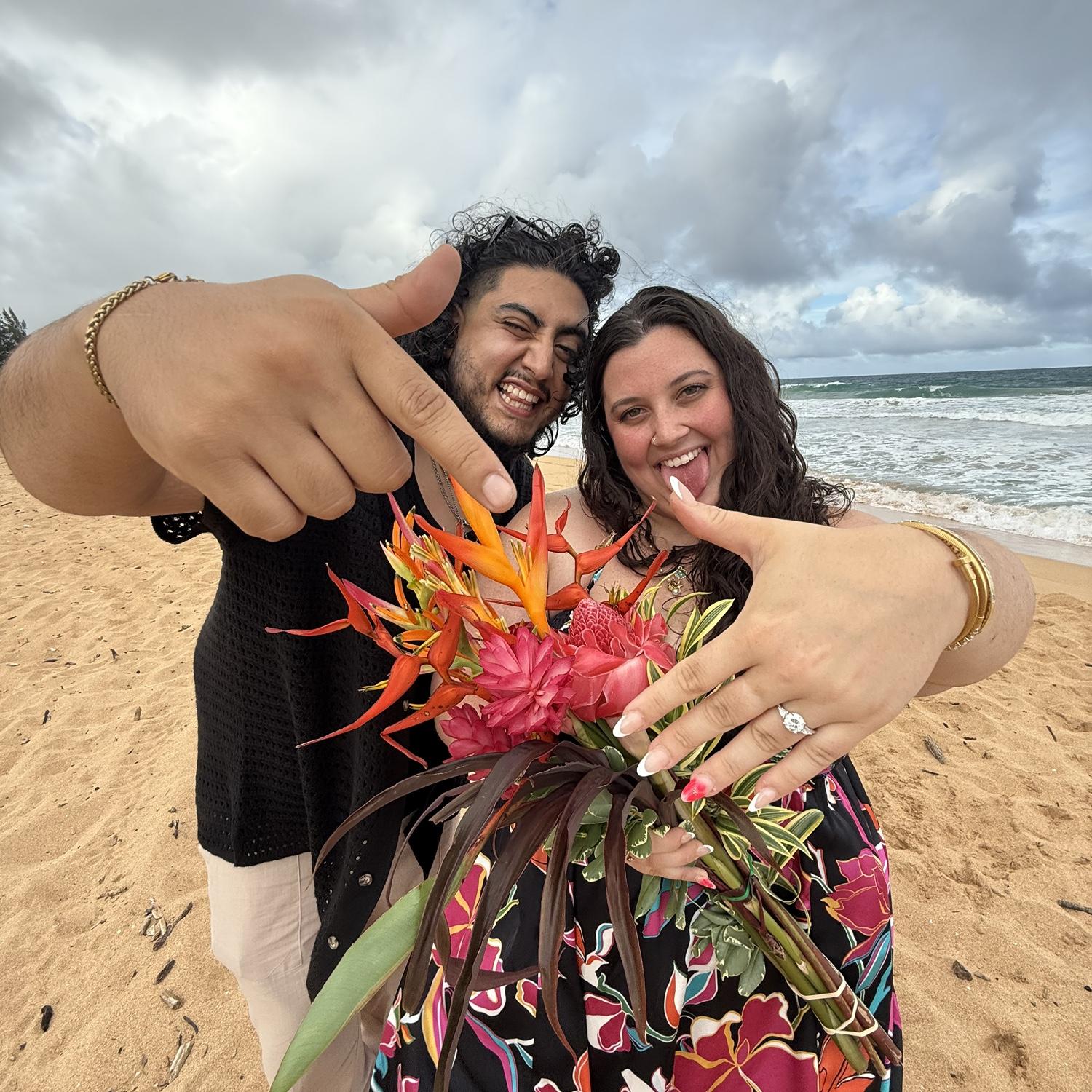 Our engagement on Wailua Beach!