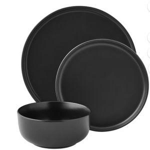 Walmart - Mainstays Alessandra 12-Piece Stoneware Dinnerware Set Matte Black