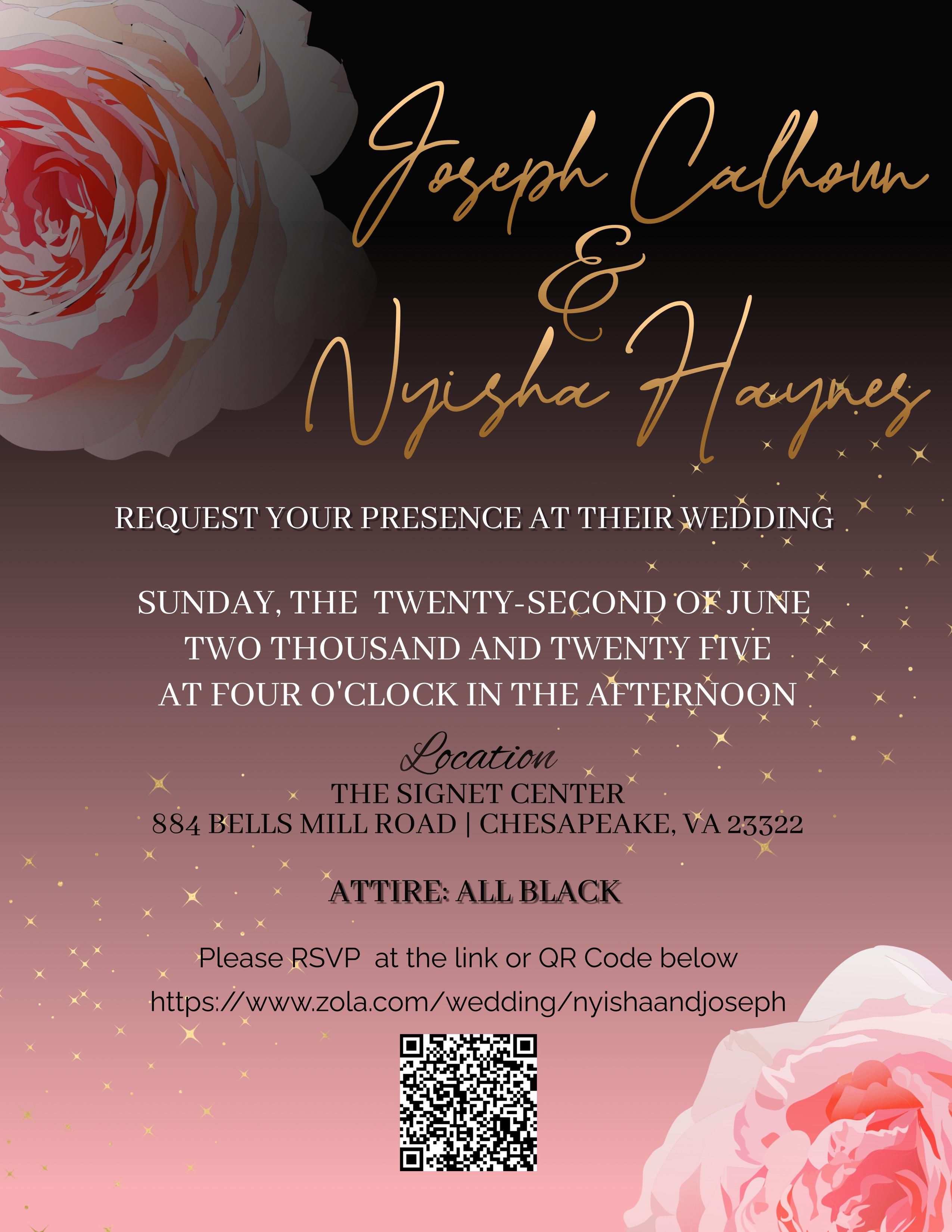 The Wedding Website of Nyisha Haynes and Joseph Calhoun