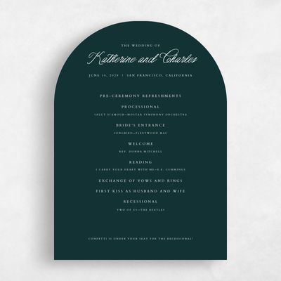 Green Arch Wedding Program - Devan