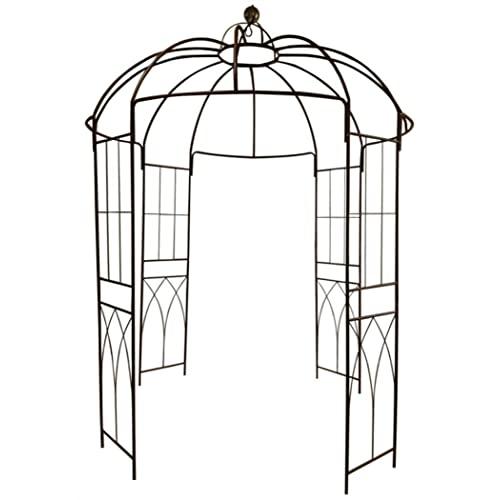 OUTOUR French Style Birdcage Shape Heavy Duty Gazebo,9'Highx 6‘6"Wide,Pergola Pavilion Arch Arbor Arbour Plants Stand Rack for Wedding Outdoor Garden Lawn Backyard Patio,Climbing Vines,Roses,Dark Rust