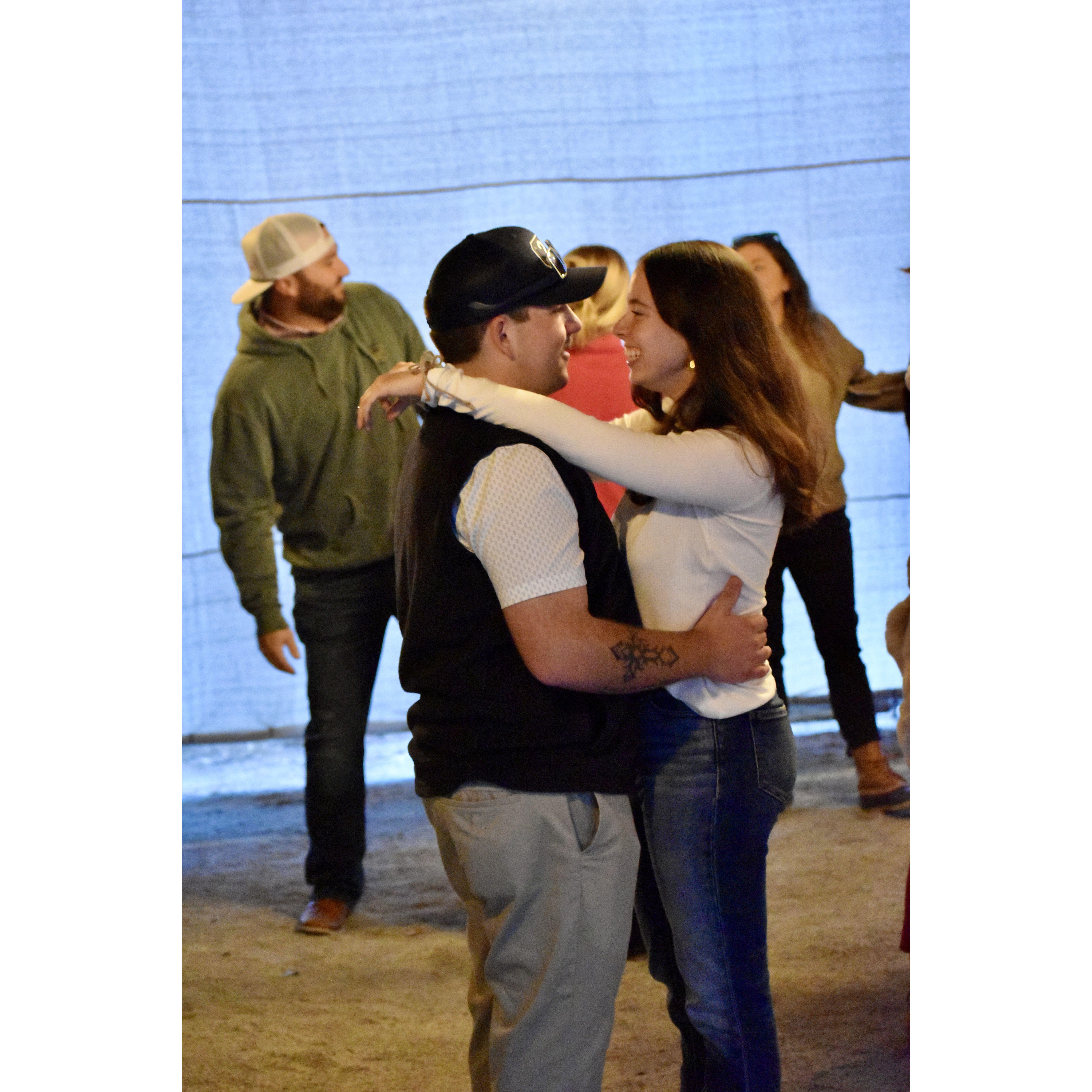 The two love-birds at Faith's mom's wedding.