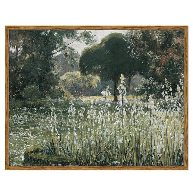 InSimSea Vintage Landscape Wall Art, Framed Canvas Wall Art for Living Room, Summer Hyacinths Vintage Prints Wall Decorations for Living Room Bedroom Office 11x14in