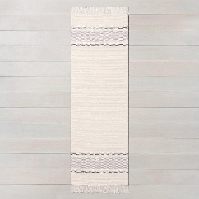 2'4" x 7' Striped Runner Railroad Gray / Jet Gray / Sour Cream - Hearth & Hand™ with Magnolia