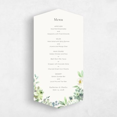 Green Diamond Wedding Menu - Cricket