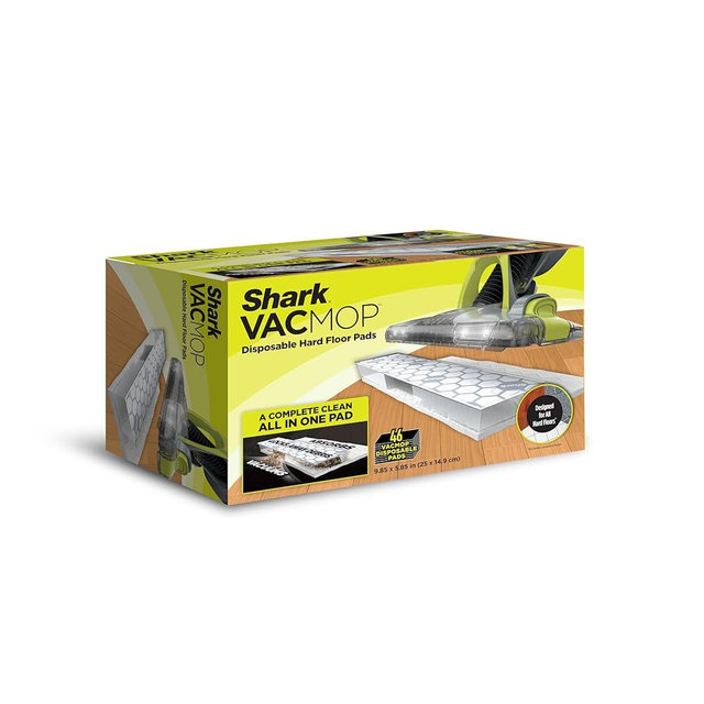 Shark VACMOP Disposable Hard Floor Pad Refills, Compatible with VM252 & VM180, No-Touch Disposal, for use on All Sealed Floors - Stone, Hardwood, Laminate & Tile, (46 Count Total), VMP46