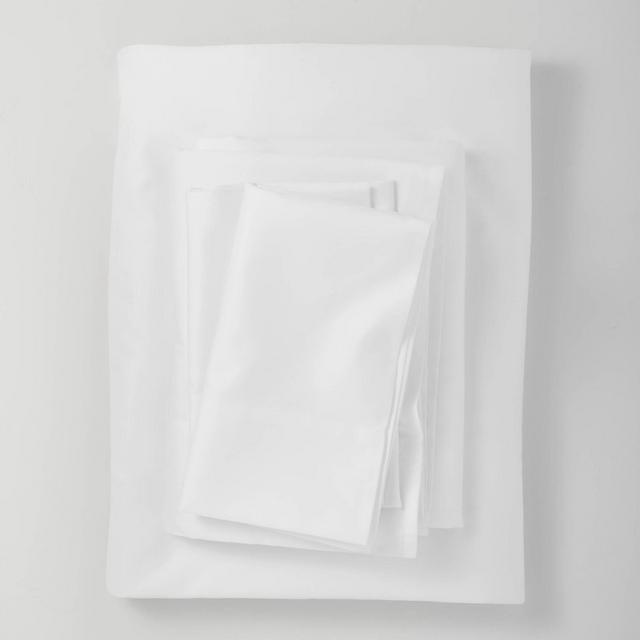 Full 300 Thread Count Temperature Regulating Solid Sheet Set White - Casaluna™