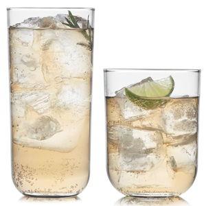 Libbey Polaris Tumbler and Rocks Glass Set, Elegant Drinkware Glasses Set, Lead-Free Tall Drinking Glasses with Modern Clean Lines, Dishwasher Safe Drinking Glasses Set of 16, Axis