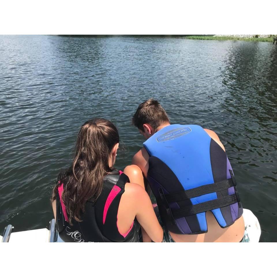 My first time to Lake Gaston, Josh tried to get me to wake board